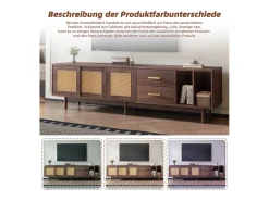 Móvel De Tv|Merax Móvel de TV baixo - 190 x 40 x 52 cm - com 3 portas + 2 gavetas - para TVs de 75 polegadas - MDF - Marrom Castanho
