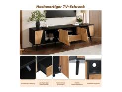 Merax Móvel de TV baixo - 180 x 40 x 46 cm - com 1 gaveta + 2 portas - para TV de 75 polegadas - aglomerado - natural +^ Móvel De Tv