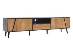 Merax Móvel de TV baixo - 180 x 40 x 46 cm - com 1 gaveta + 2 portas - para TV de 75 polegadas - aglomerado - natural +^ Móvel De Tv