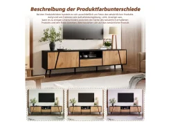 Merax Móvel de TV baixo - 180 x 40 x 46 cm - com 1 gaveta + 2 portas - para TV de 75 polegadas - aglomerado - natural +^ Móvel De Tv