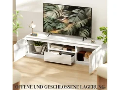 Móvel de TV baixo com 2 portas e 1 gaveta, 160 cm de comprimento - Design moderno e prático^ Móvel De Tv