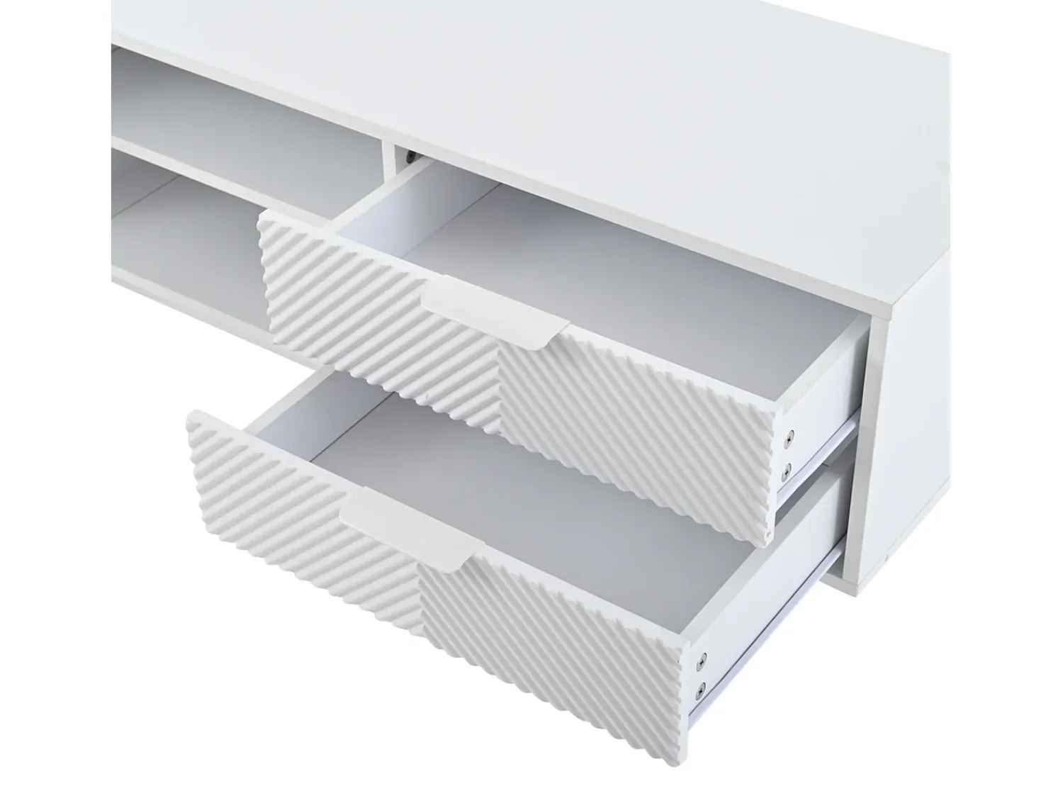 Móvel De Tv| Móvel de TV baixo, com 200 cm de comprimento, 2 portas e 2 gavetas, para sala de jantar ou sala de estar, . Branco