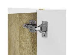 Móvel de TV baixo com 4 portas, Móvel de TV com armazenamento, Superfície de alto brilho, Pés dourados,^ Móvel De Tv