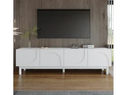 Merax Móvel de TV baixo com 4 portas curvas em forma de onda - 169 x 34 x 45 cm - MDF + aglomerado -^ Mesa De Centro