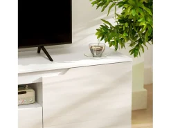 Móvel De Tv| Móvel de TV baixo com 2 portas, gaveta, 160 cm de comprimento, Branco