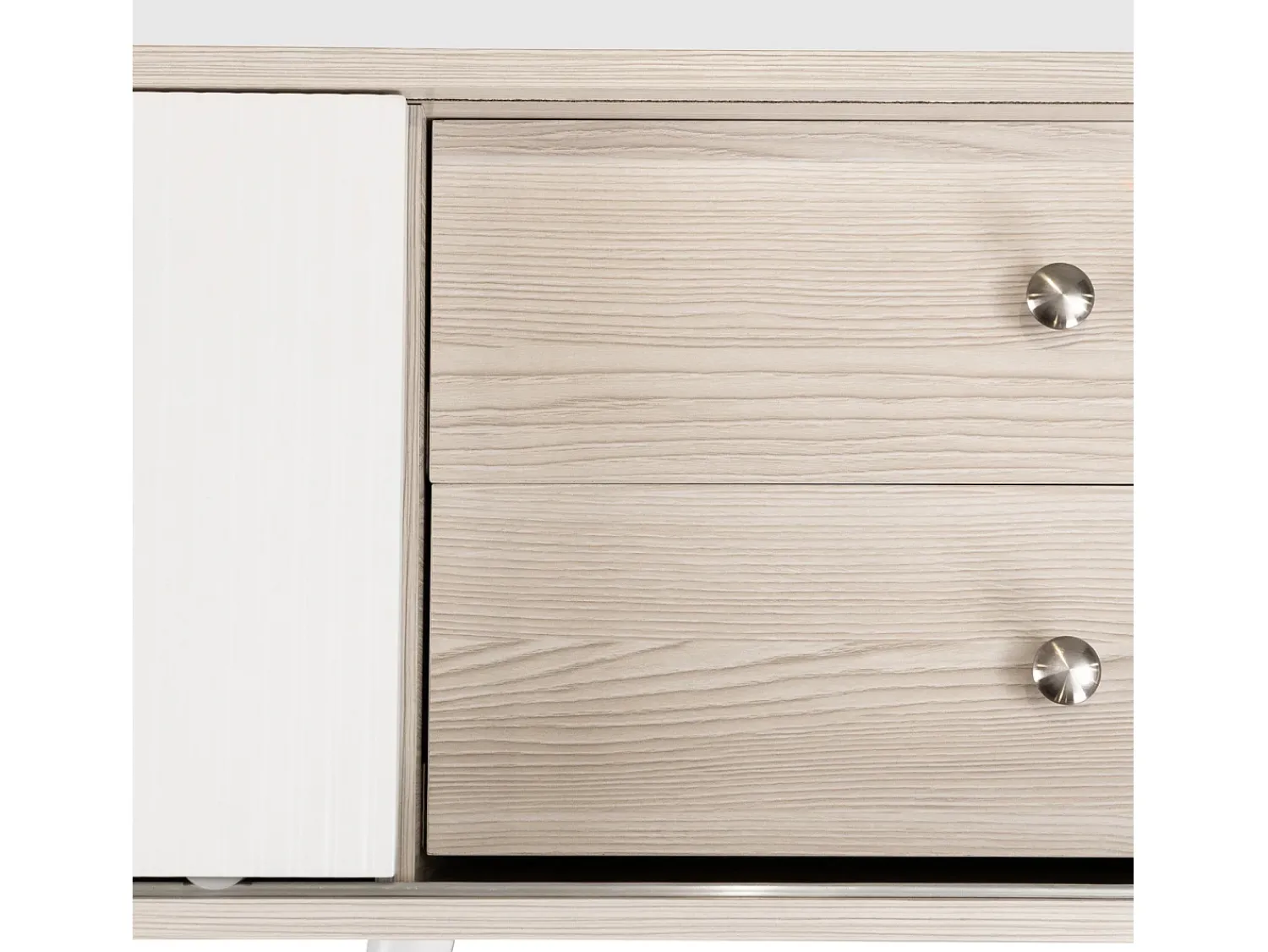 Hot Móvel de TV baixo com gavetas, Móvel de TV moderno com duas portas de correr, Cor branca e madeira Branco