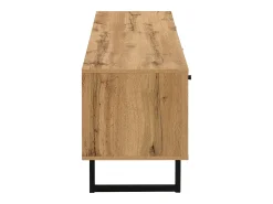 Outlet Móvel de TV baixo com iluminação LED, divisória de vidro, dobradiças com amortecimento, para sala de estar, 190 x 40 x 50 cm, Madeira Natural claro