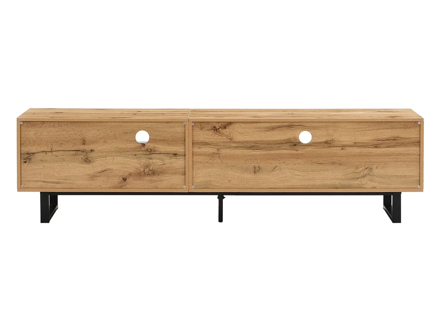 Outlet Móvel de TV baixo com iluminação LED, divisória de vidro, dobradiças com amortecimento, para sala de estar, 190 x 40 x 50 cm, Madeira Natural claro