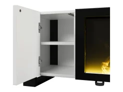 Móvel De Tv* Móvel de TV baixo com lareira elétrica, efeito chama, sem função de aquecimento, +Branco Preto