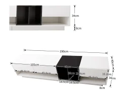 Sale Móvel de TV baixo e moderno com 3 gavetas e um compartimento de arrumação aberto, 190 x 40 x 34 cm, Branco