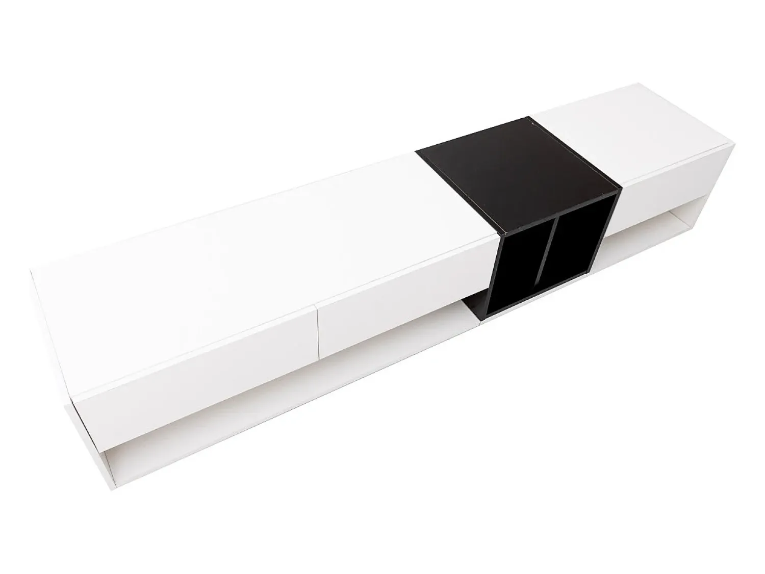 Sale Móvel de TV baixo e moderno com 3 gavetas e um compartimento de arrumação aberto, 190 x 40 x 34 cm, Branco