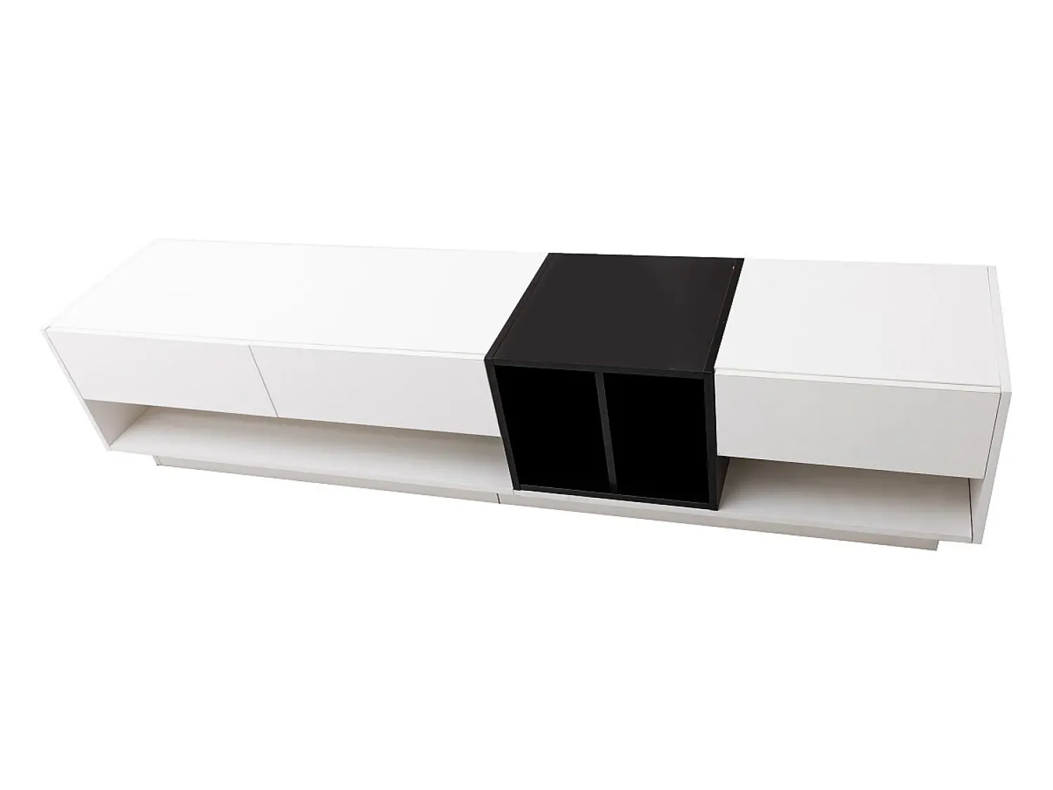 Sale Móvel de TV baixo e moderno com 3 gavetas e um compartimento de arrumação aberto, 190 x 40 x 34 cm, Branco