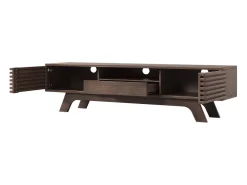 Móvel De Tv* Móvel de TV baixo em estilo retrô com 2 portas e 1 gaveta, cor madeira, para sala de estar, 150 x 40 x 44,5 cm Natural escuro