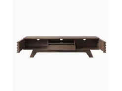 Móvel De Tv* Móvel de TV baixo em estilo retrô com 2 portas e 1 gaveta, cor madeira, para sala de estar, 150 x 40 x 44,5 cm Natural escuro