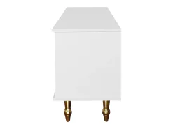 Móvel de TV baixo em estilo retrô com puxadores dourados, porta em rattan e pés de metal, para sala de estar, .^ Móvel De Tv