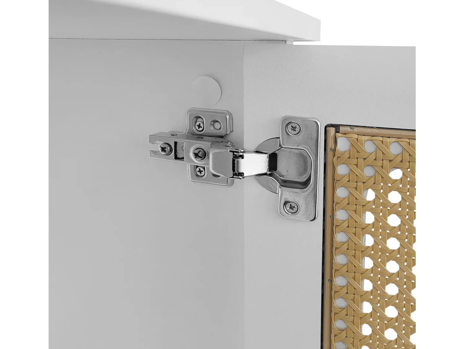 Móvel de TV baixo em estilo retrô com puxadores dourados, porta em rattan e pés de metal, para sala de estar, .^ Móvel De Tv