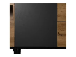 Móvel De Tv* Móvel de TV baixo estilo industrial retrô 180 cm, bancada de TV com 2 portas e 2 gavetas, + madeira Preto