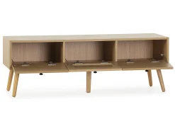 VS Venta-stock Móvel de TV Bella 3 Portas Cor Carvalho com vime Natural^ Móvel De Tv