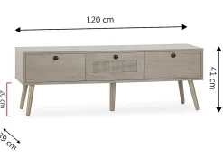 VS Venta-stock Móvel de TV Bella 3 Portas Cor Carvalho com vime Natural^ Móvel De Tv