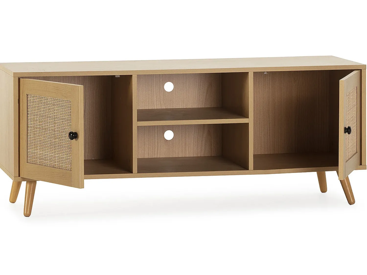 Discount VS Venta-stock Móvel de TV Bella 2 Portas Cor Carvalho com vime Natural Natural claro