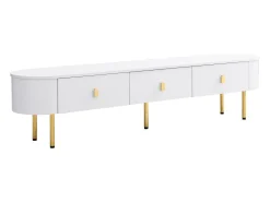 Hauss Spole Móvel de TV com 3 gavetas, tampo oval e pés dourados.^ Móvel De Tv