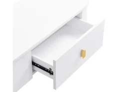 Hauss Spole Móvel de TV com 3 gavetas, tampo oval e pés dourados.^ Móvel De Tv