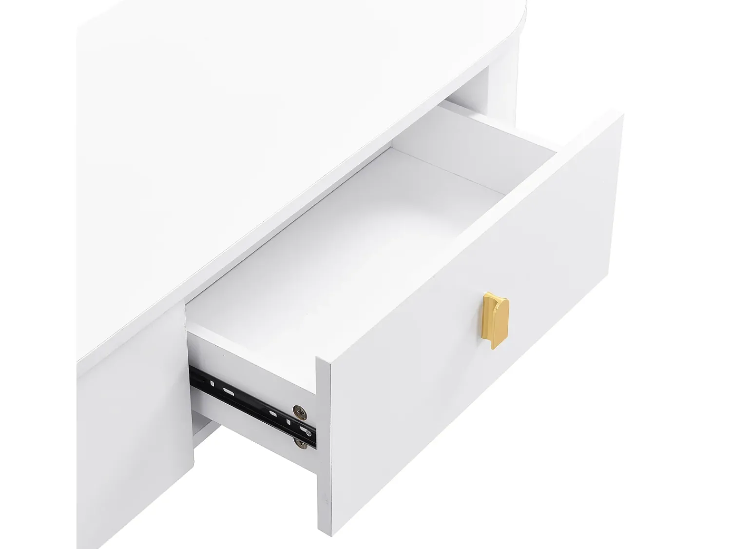 Hauss Spole Móvel de TV com 3 gavetas, tampo oval e pés dourados.^ Móvel De Tv