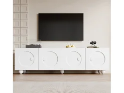 Hauss Spole Móvel de TV com 4 portas - Pés redondos - MDF e madeira PB^ Móvel De Tv
