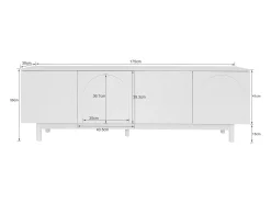 Móvel de TV com 4 portas, unidade de armazenamento com divisórias ajustáveis, 175 x 38 x 56 cm^ Móvel De Tv