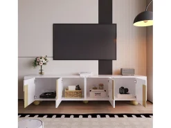 Hauss Spole Móvel de TV com 4 portas - Tampo com efeito mármore - Pés esféricos em madeira^ Móvel De Tv
