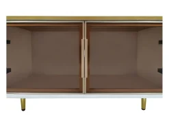 Móvel de TV com iluminação LED, cômoda com 4 gavetas e 2 portas de vidro temperado.^ Móvel De Tv