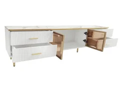 Móvel de TV com iluminação LED, cômoda com 4 gavetas e 2 portas de vidro temperado.^ Móvel De Tv