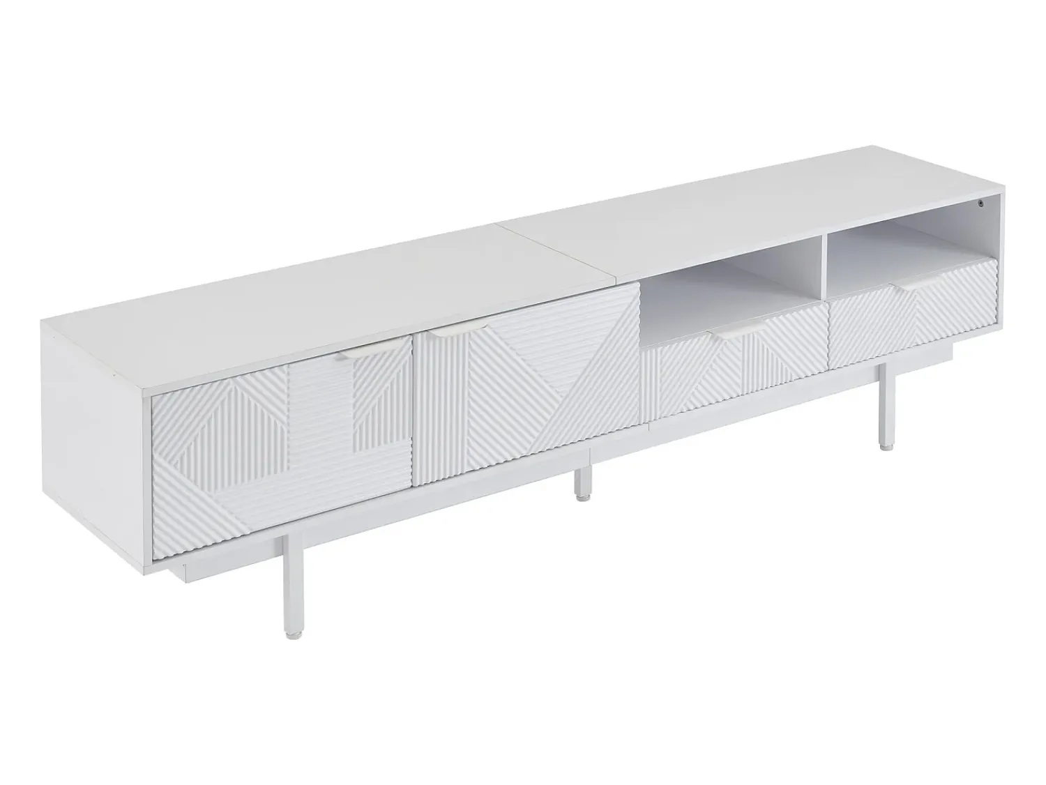 Móvel De Tv*Hauss Spole Móvel de TV com linhas geométricas - 2 portas e 2 gavetas Branco