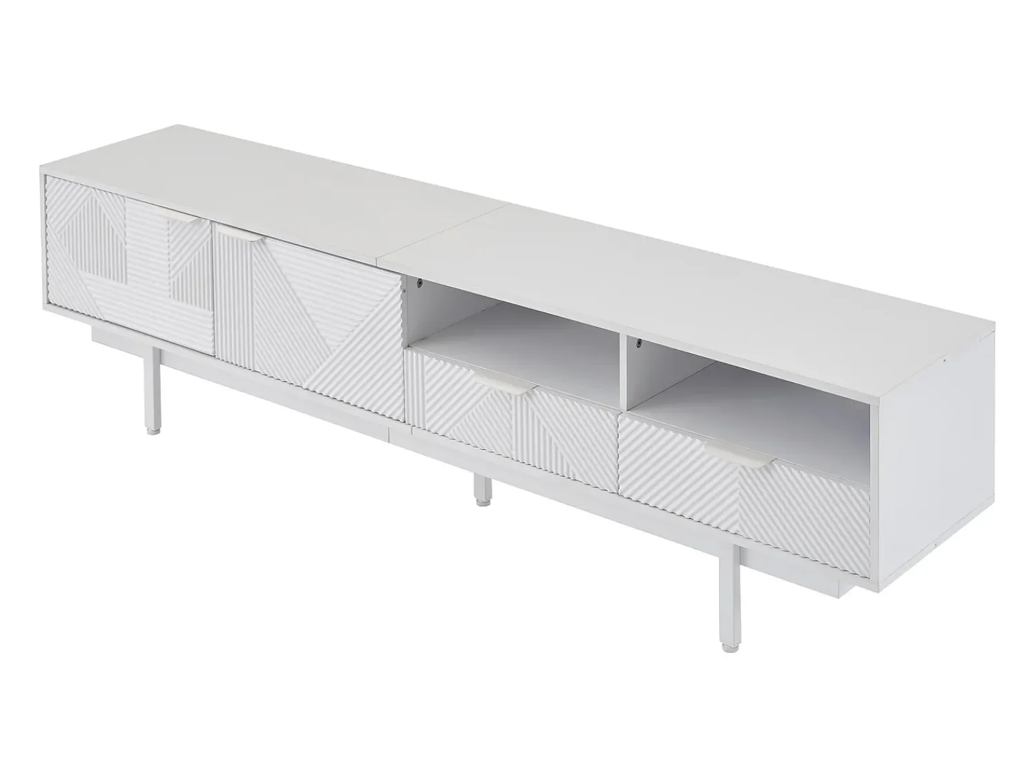 Móvel De Tv*Hauss Spole Móvel de TV com linhas geométricas - 2 portas e 2 gavetas Branco