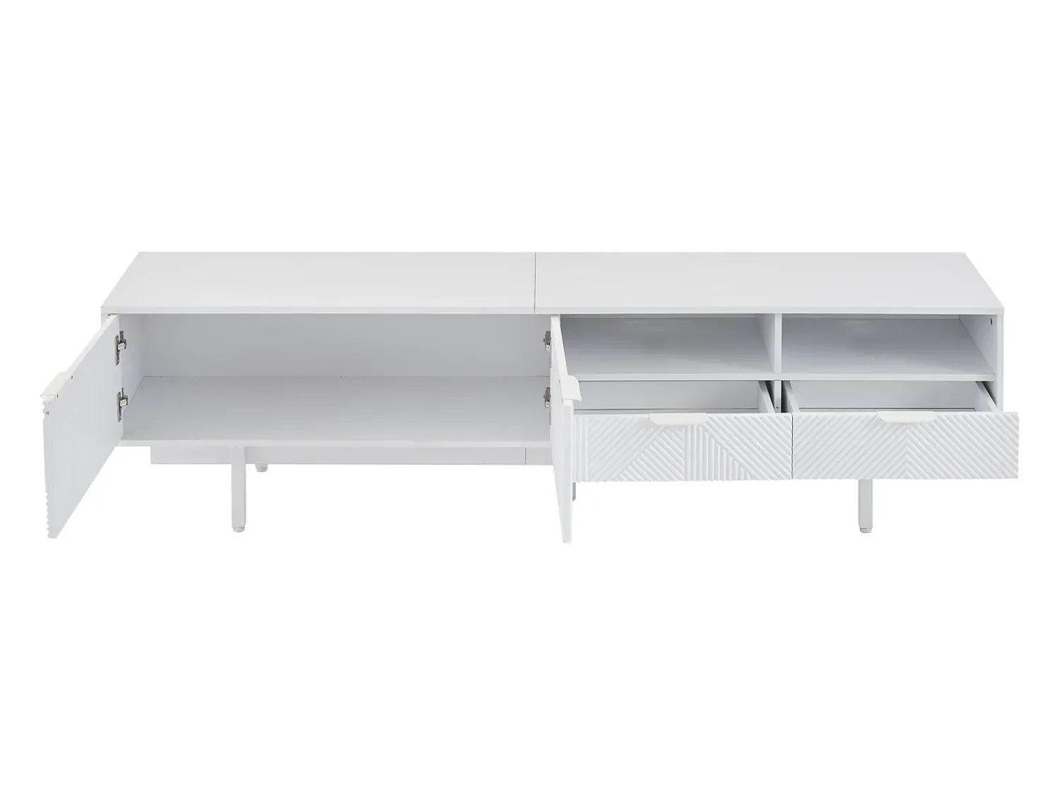 Móvel De Tv*Hauss Spole Móvel de TV com linhas geométricas - 2 portas e 2 gavetas Branco