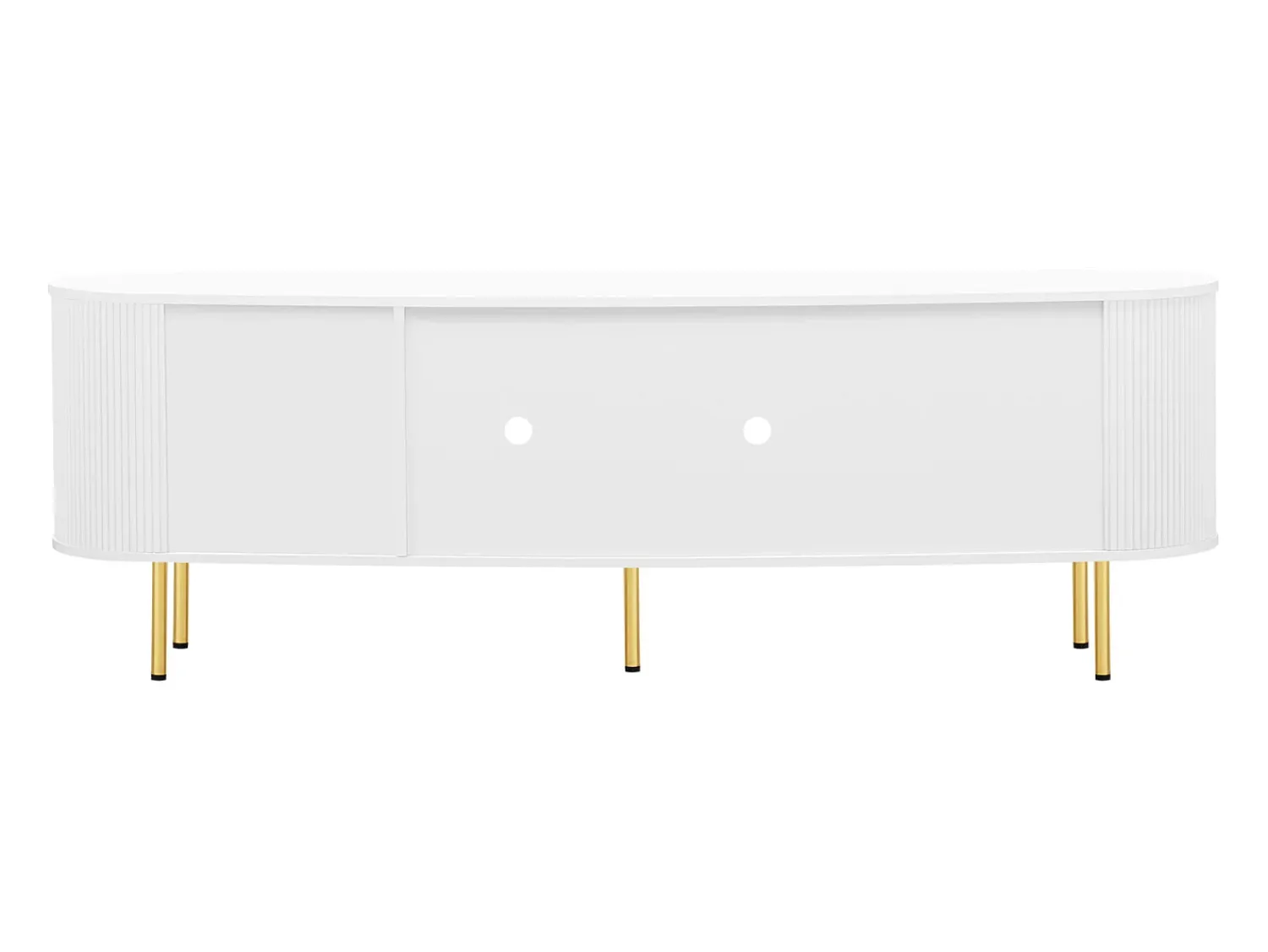 Móvel De Tv* Móvel de TV com portas de vidro e detalhes dourados – 170 x 35 x 55 cm – com puxadores dourados Branco