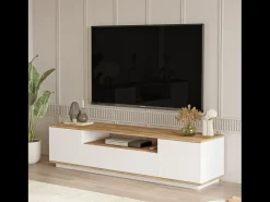 Outlet Concept-Usine Móvel de TV e Madeira 180cm TYRO Moderno com Arrumação Prática Branco