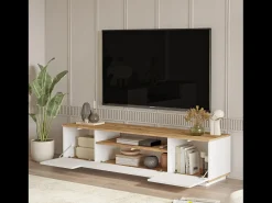 Outlet Concept-Usine Móvel de TV e Madeira 180cm TYRO Moderno com Arrumação Prática Branco