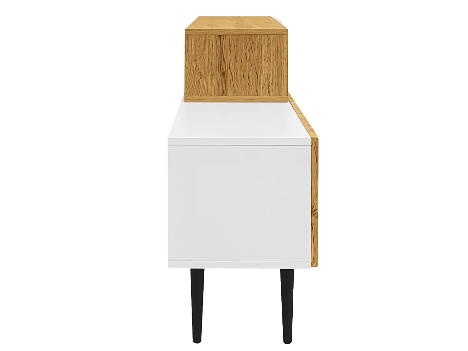 Clearance Hauss Spole Móvel de TV e madeira com 3 portas, modular em 2 partes, pés pretos Branco