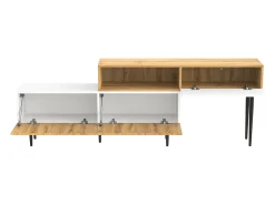 Clearance Hauss Spole Móvel de TV e madeira com 3 portas, modular em 2 partes, pés pretos Branco