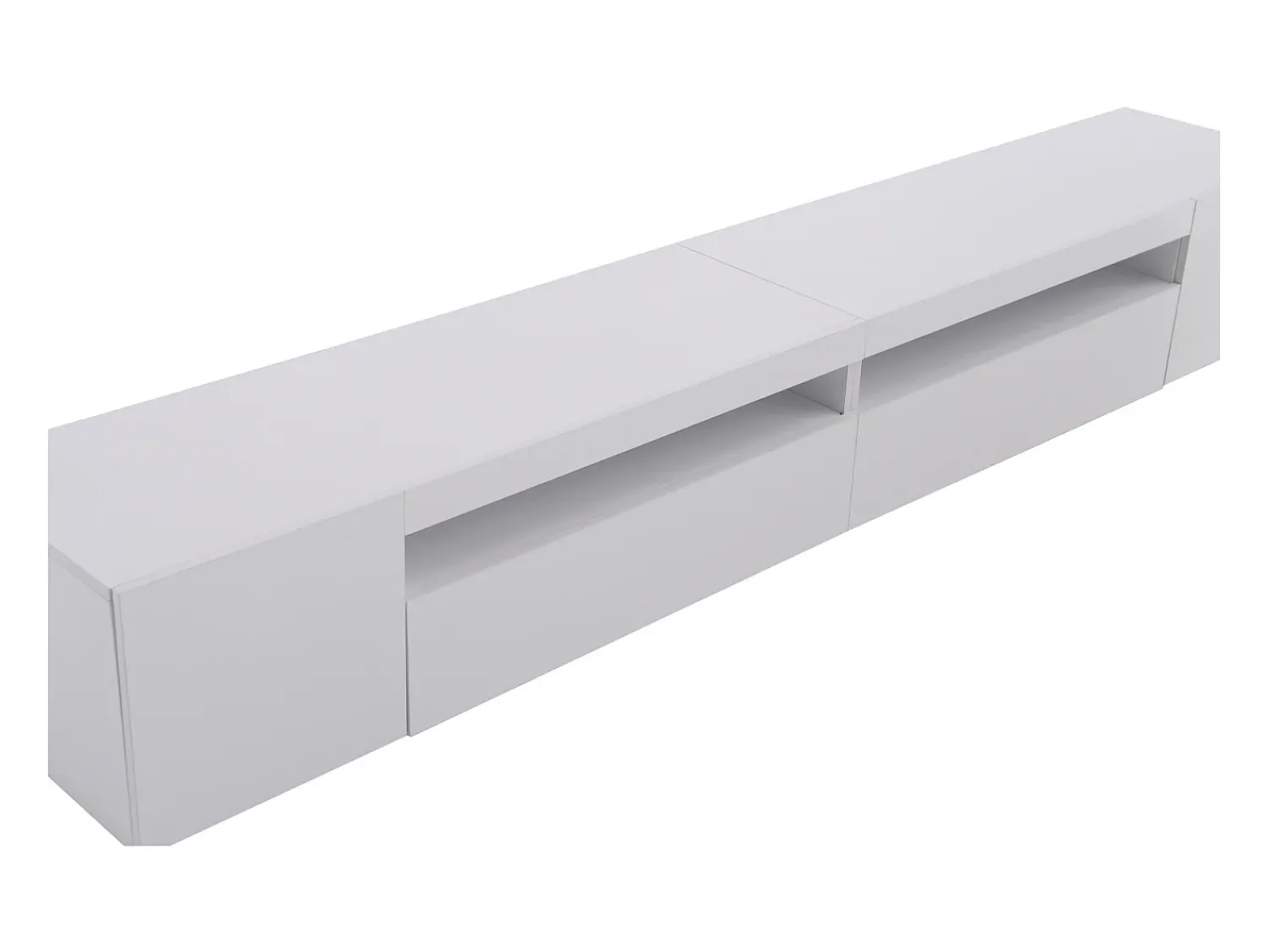 New Móvel de TV moderno, painel de luz, iluminação LED regulável, sala de estar e sala de jantar 240 cm (painel brilhante, não brilhante) Branco