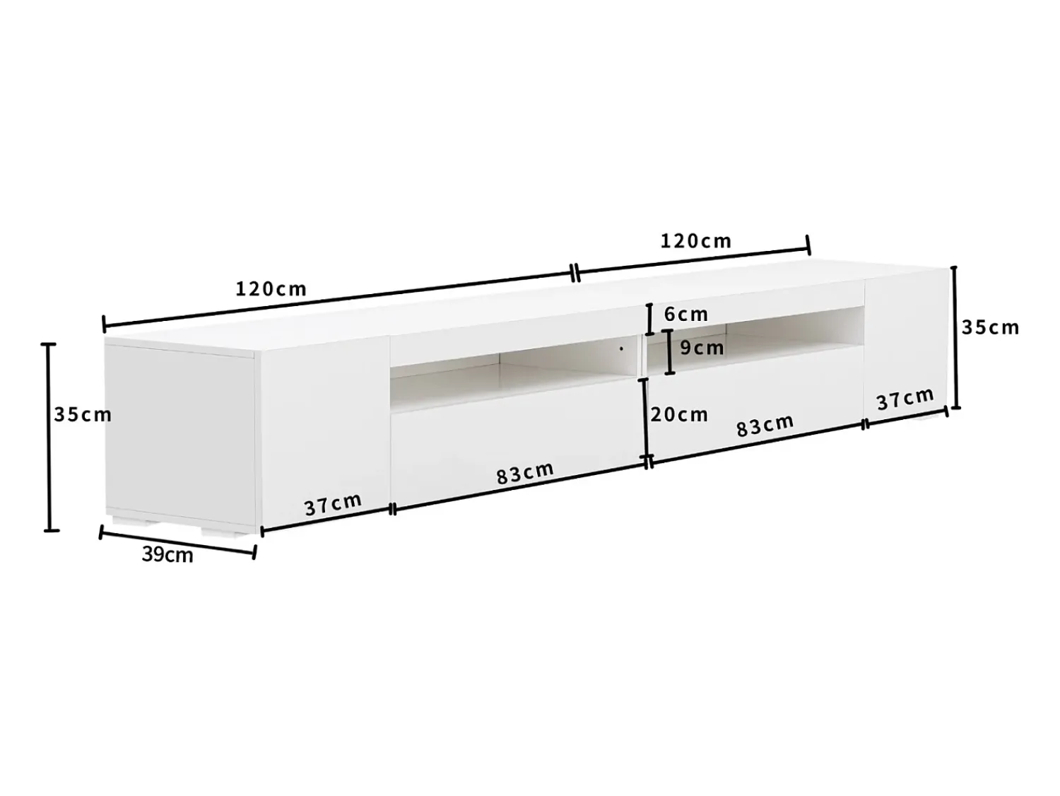 New Móvel de TV moderno, painel de luz, iluminação LED regulável, sala de estar e sala de jantar 240 cm (painel brilhante, não brilhante) Branco
