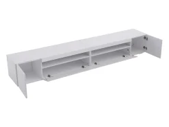 New Móvel de TV moderno, painel de luz, iluminação LED regulável, sala de estar e sala de jantar 240 cm (painel brilhante, não brilhante) Branco