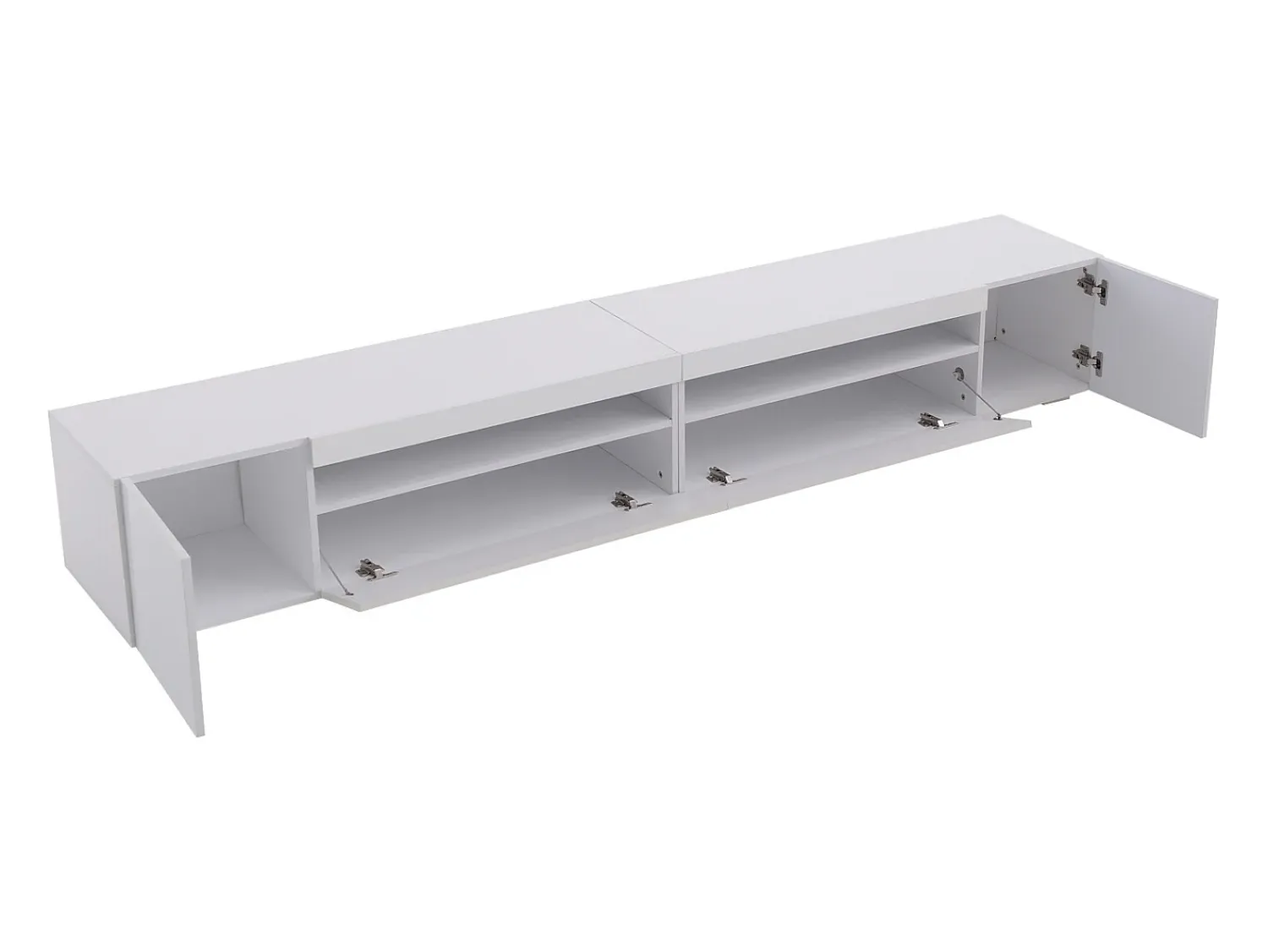 New Móvel de TV moderno, painel de luz, iluminação LED regulável, sala de estar e sala de jantar 240 cm (painel brilhante, não brilhante) Branco