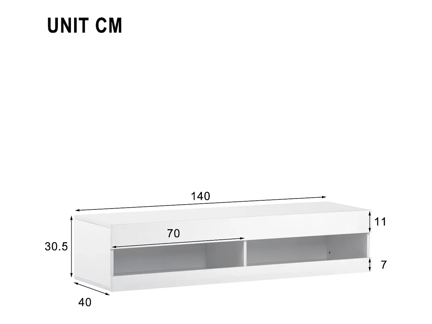 Móvel De Tv*Hauss Spole Móvel de TV para parede com espaço de arrumação e iluminação LED - Acabamento brilhante Branco