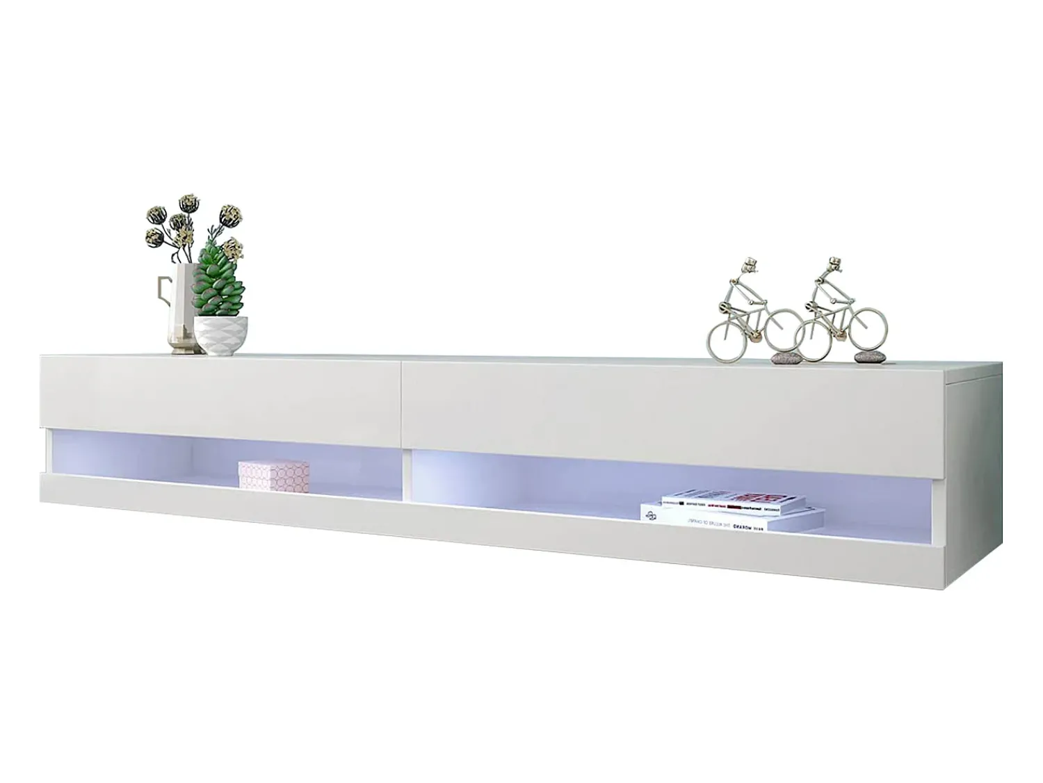 Móvel De Tv*Hauss Spole Móvel de TV para parede com espaço de arrumação e iluminação LED - Acabamento brilhante Branco
