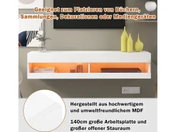 Móvel De Tv*Hauss Spole Móvel de TV para parede com espaço de arrumação e iluminação LED - Acabamento brilhante Branco