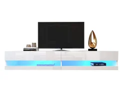 Móvel De Tv*Hauss Spole Móvel de TV para parede com espaço de arrumação e iluminação LED - Acabamento brilhante Branco