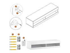 Móvel De Tv*Hauss Spole Móvel de TV para parede com espaço de arrumação e iluminação LED - Acabamento brilhante Branco