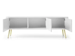 Móvel De Tv| Móvel de TV: , patas douradas, 168 x 57 x 39 cm Branco